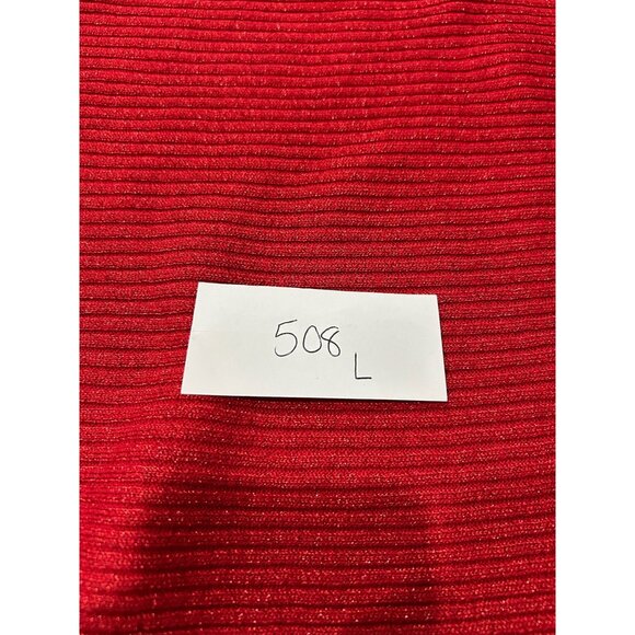 RXB Metallic Cowl Neck Pullover Sweater Red Sz Large Dolman Sleeve Cozy Knit - Picture 8 of 9